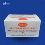 GASA CON ALCOHOL PRED PAD + 2% CLORHEXIDINA